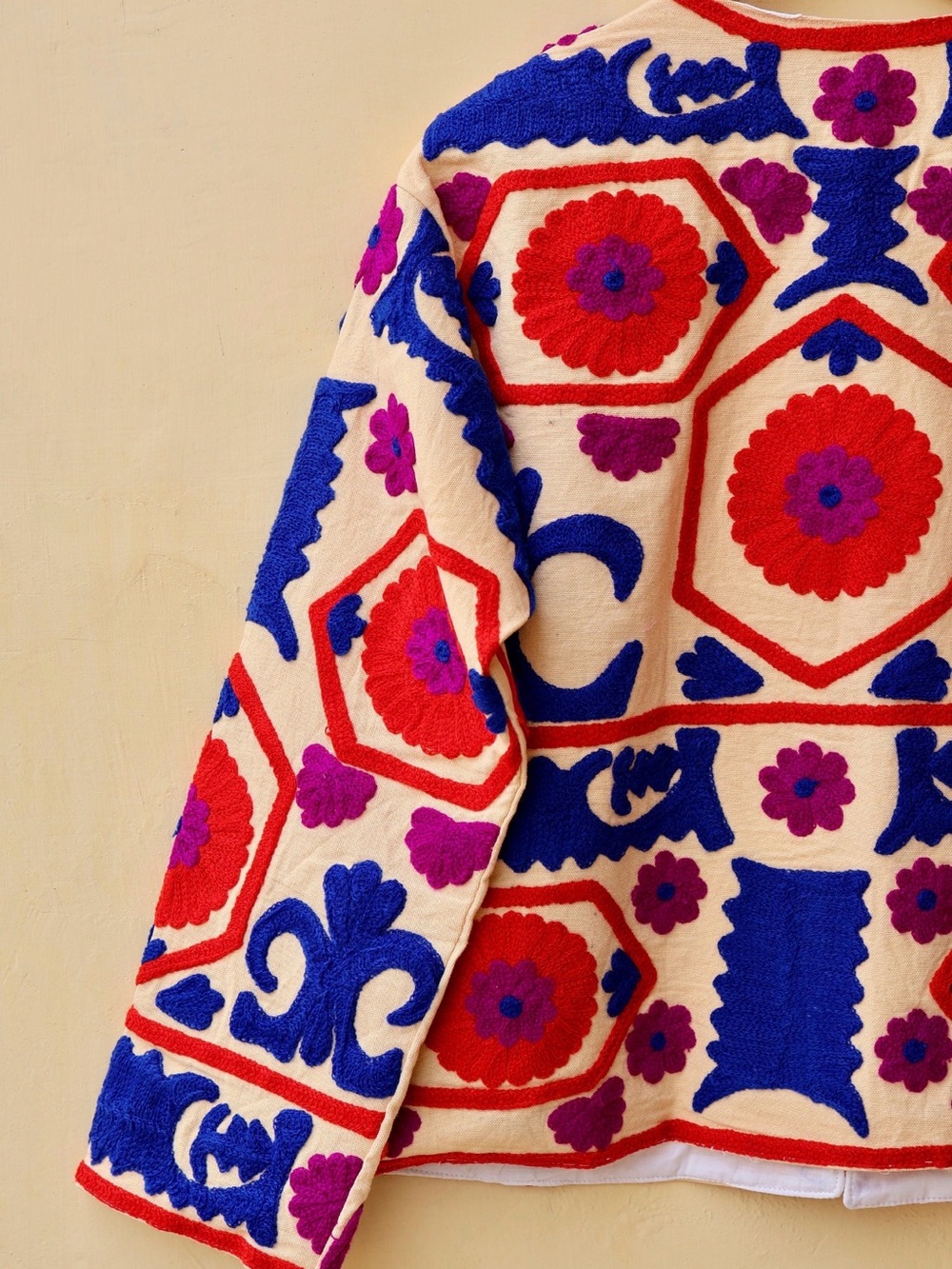 BRAND NEW Handmade Suzani embroidered jacket- cotton Artisan - Picture 8 of 9